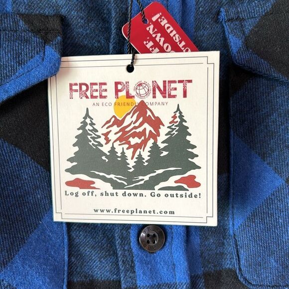 NEW Free Planet Mens Lightweight Flannel Shirt - Picture 2 of 6